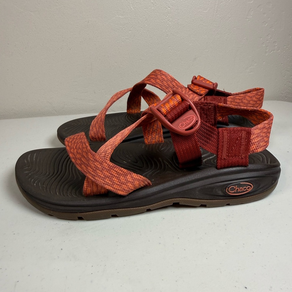 Chaco Orange Red Brown Strappy Sandals